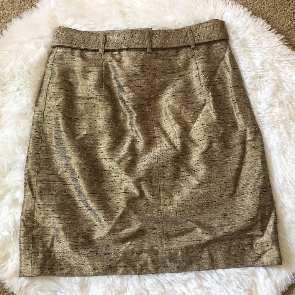 Tory Burch Belted Gold Midi Skirt